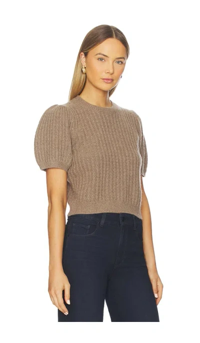Paige Womens Heather Brown Lucerne Puffed-short-sleeves Cashmere Top In Neutral