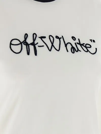 Off-white T-shirt With Embroidered Logo In Neutral