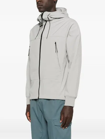 C.p. Company Hooded Zip-front Jacket In Gray