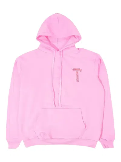 Chrome Hearts Script Logo Hoodie In Pink