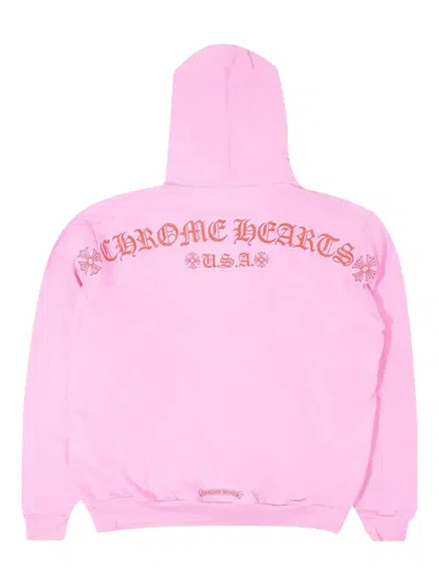 Chrome Hearts Script Logo Hoodie In Pink