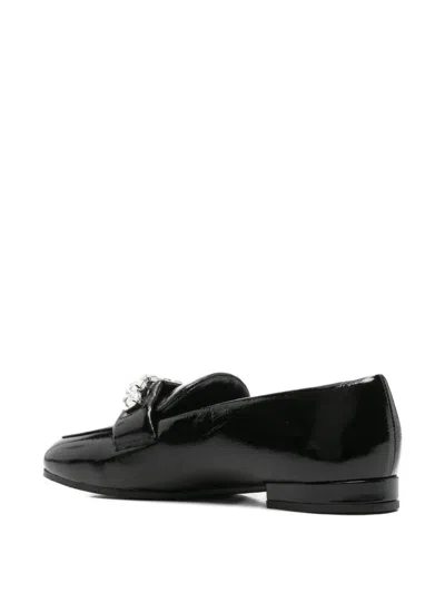 Evaluna Embellished Calf-leather Loafers In Black