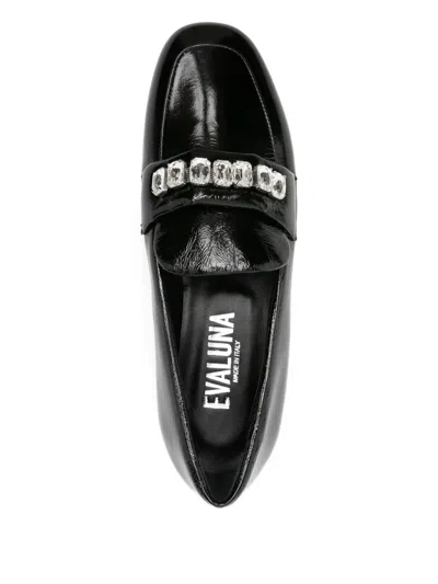 Evaluna Embellished Calf-leather Loafers In Black