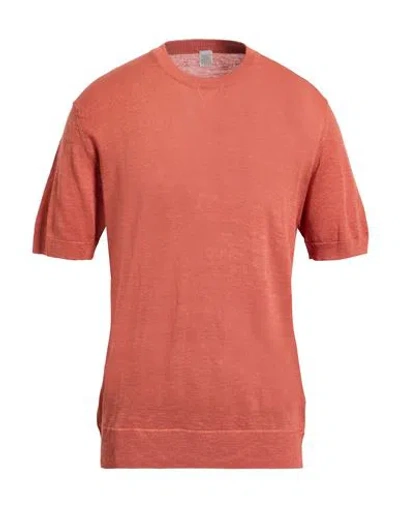 Eleventy Man Sweater Rust Size Xl Linen, Cotton In Red