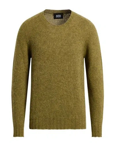 Alpha Studio Man Sweater Sage Green Size 46 Wool In Green