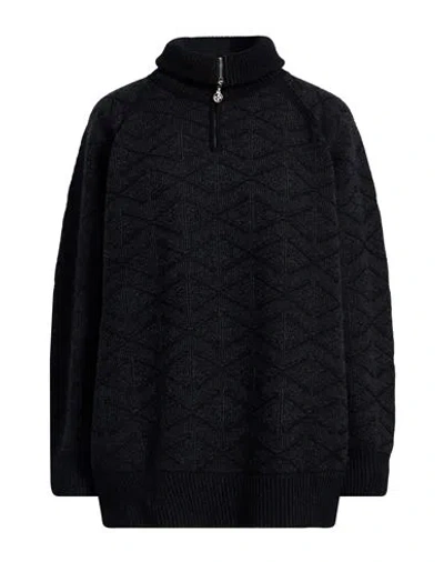 Barrie Woman Turtleneck Charcoal Size M Cashmere, Lambswool In Black