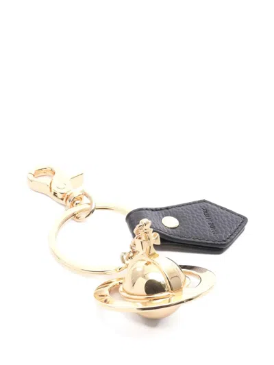 Pre-owned Vivienne Westwood 3d Orb-charm Keyring In Gold