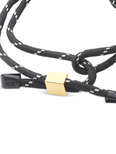 Pre-owned Miu Miu Logo-charm Bracelet In Black