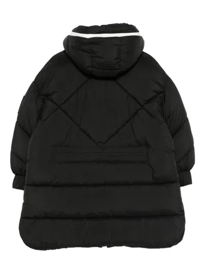Msgm Black Down Jacket For Kids With Logo In Black