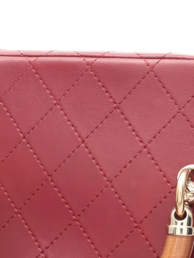 Pre-owned Chanel Diamond-quilted Two-way Vanity Bag In Red