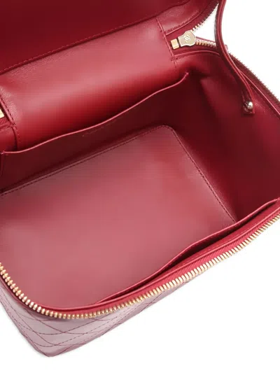 Pre-owned Chanel Diamond-quilted Two-way Vanity Bag In Red