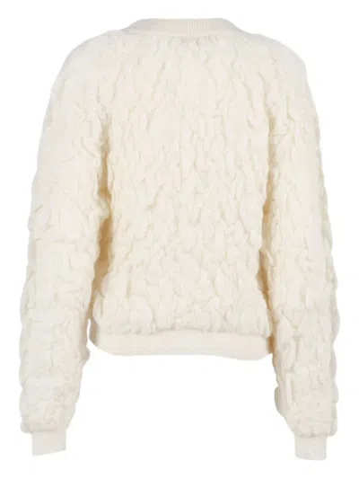 Fabiana Filippi Mohair Bomber Jacket With Embossed Butter-colored Workmanship In Neutral