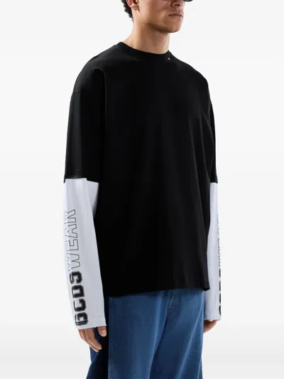 Gcds Printed Long Sleeve T-shirt With Graphic Design In Brown