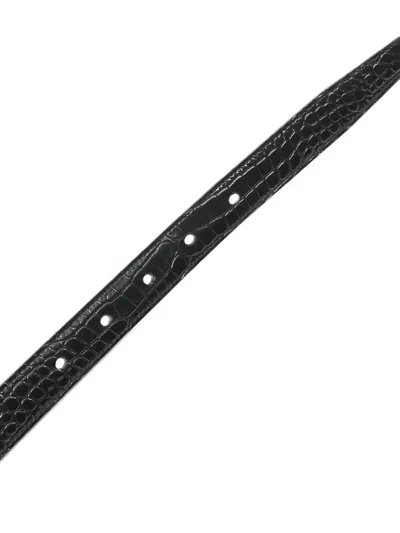 Pre-owned Saint Laurent Cassandre Leather Belt In Black