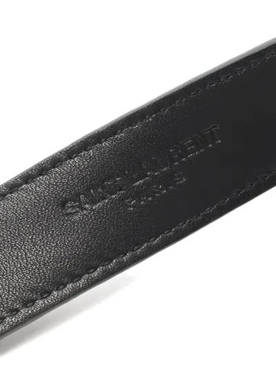 Pre-owned Saint Laurent Cassandre Leather Belt In Black