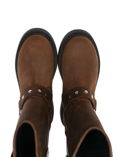 Dsquared2 Studded Harness Ankle Boots In Brown