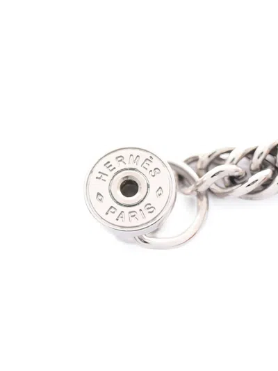 Pre-owned Hermes Gourmette Equestre Earrings In Silver