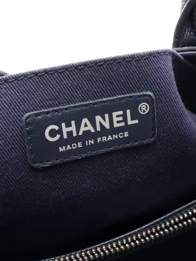 Pre-owned Chanel Interlocking Cc Leather Two-way Handbag In Blue