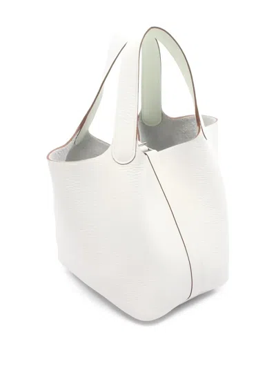 Pre-owned Hermes Picotin Lock Éclat Pm Handbag In White