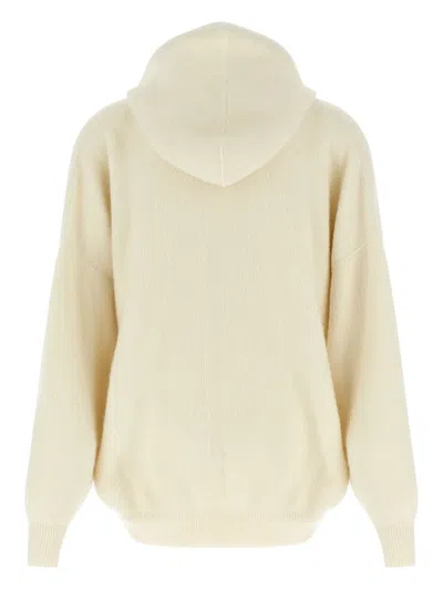 Rick Owens Hooded Sweater With Drawstring And Pocket In White