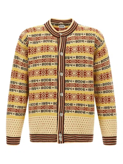 Bode Marzipan Jacquard-knit Wool Cardigan In Yellow
