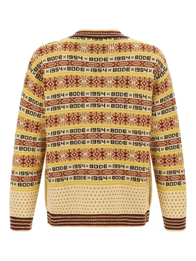 Bode Marzipan Jacquard-knit Wool Cardigan In Yellow