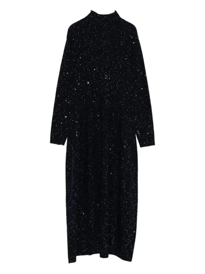 Antonelli High-neck Embellished Knitted Dress In Black