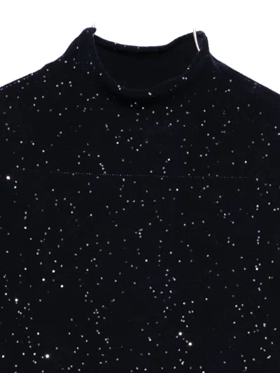 Antonelli High-neck Embellished Knitted Dress In Black