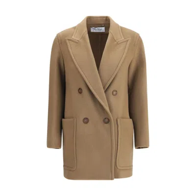 Max Mara Deletta Coat In Nude