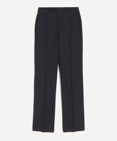 Husbands Mens Navy Straight High-waisted Twill Trousers In Blue