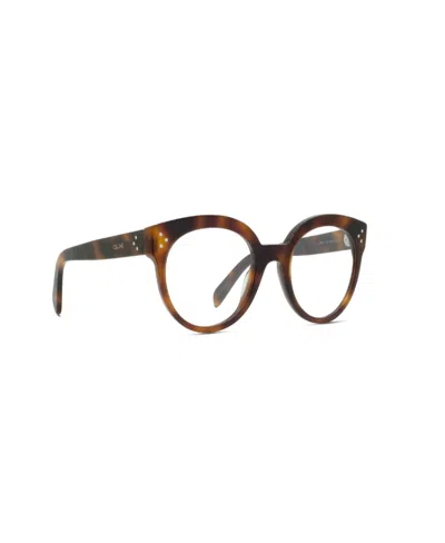 Celine Tortoiseshell Round Frame Glasses In Brown