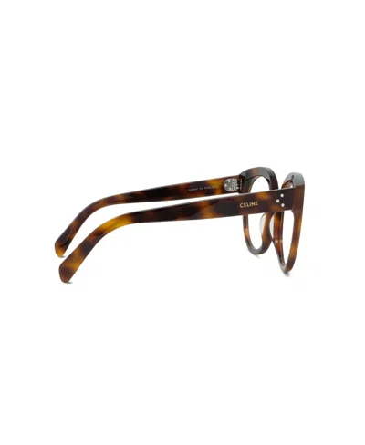 Celine Tortoiseshell Round Frame Glasses In Brown