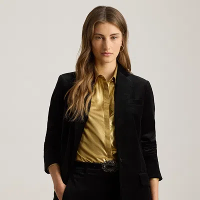 Ralph Lauren Women's Long Sleeve Velvet Blazer In Black