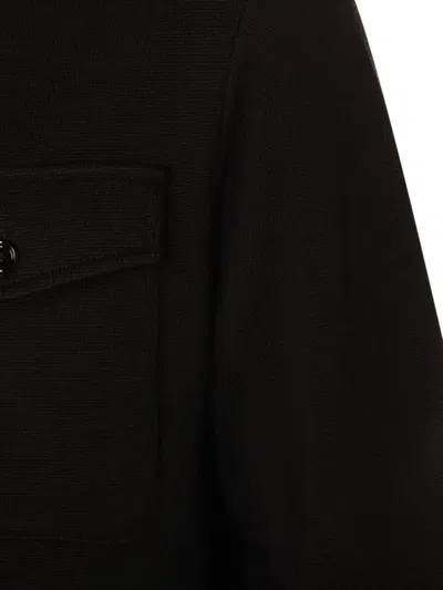 Lardini Textured Wool Knit Jacket With Button Fastening And Flap Pockets In Black