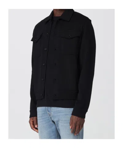 Lardini Textured Wool Knit Jacket With Button Fastening And Flap Pockets In Black