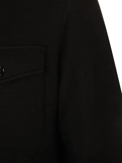 Lardini Textured Wool Knit Jacket With Button Fastening And Flap Pockets In Black