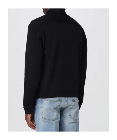 Lardini Textured Wool Knit Jacket With Button Fastening And Flap Pockets In Black