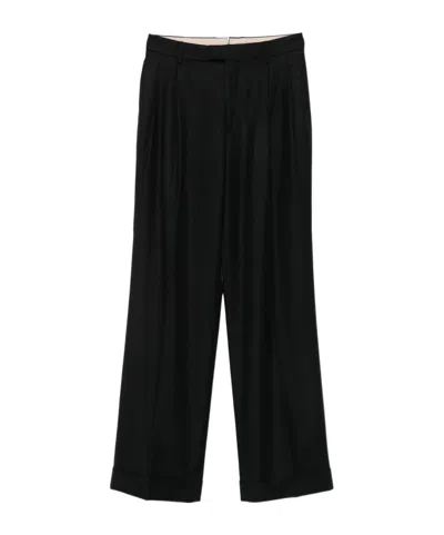 Berwich Pleated Straight-leg Trousers In Black