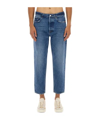 Amish Distressed Five-pocket Jeans In Blue