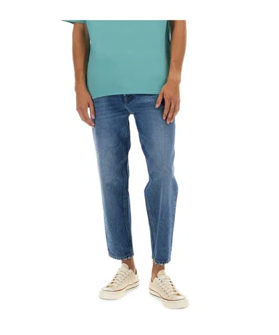 Amish Distressed Five-pocket Jeans In Blue