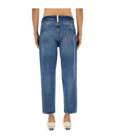 Amish Distressed Five-pocket Jeans In Blue
