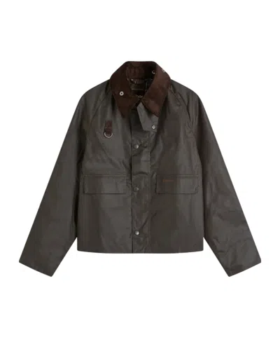 Barbour Spey Slim Waxed Jacket In Black