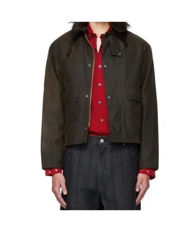 Barbour Spey Slim Waxed Jacket In Black