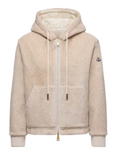 Moncler Teddy And Nylon Reversible Padded Hoodie Clothing In Neutral