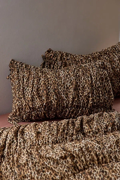 Urban Outfitters Printed Cinched Core Sham Set In Leopard At  In Animal Print