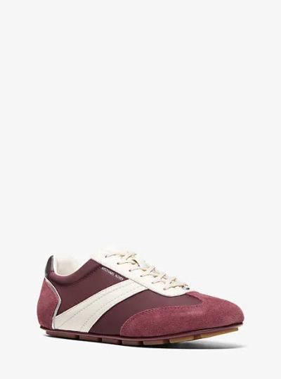 Michael Kors Susie Mixed-media Sneaker In Red