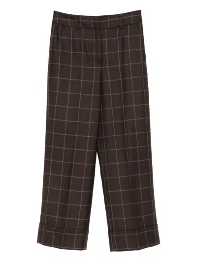 Incotex Wool Trousers Featuring Checked Design In Brown
