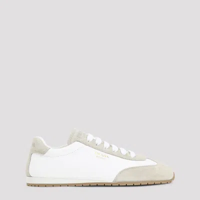 Prada Cream Lamb Ovis Aries Aries Low Top Sneakers In Red