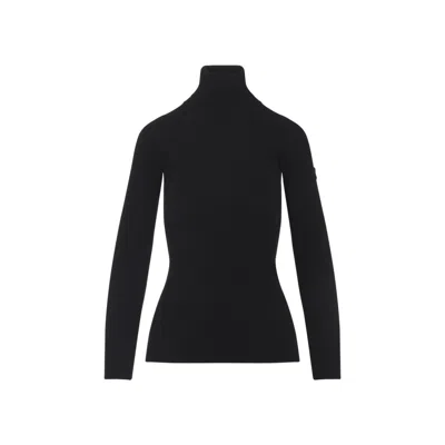 Yves Salomon Fitted Long-sleeve Turtleneck Sweater With Ribbed Knit Texture In Black
