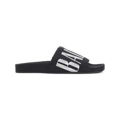 Balenciaga Slide Sandals With Flat Sole And Open Toe In Black